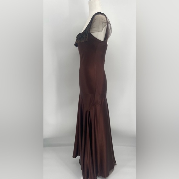 Ralph Lauren Collection Vintage Silk Gown Dress Embroidered Maxi 90s Slip Formal - Picture 12 of 15